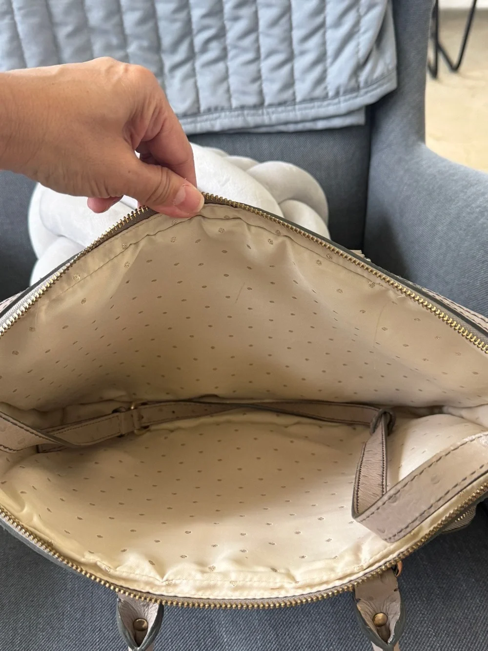kate spade Tan Ostrich-Texture Laptop Bag